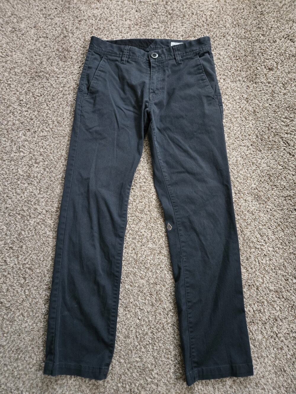 VOLCOM Mens Pants Size 29 Dark Gray "True To This" Chino Khaki Stretch Pockets